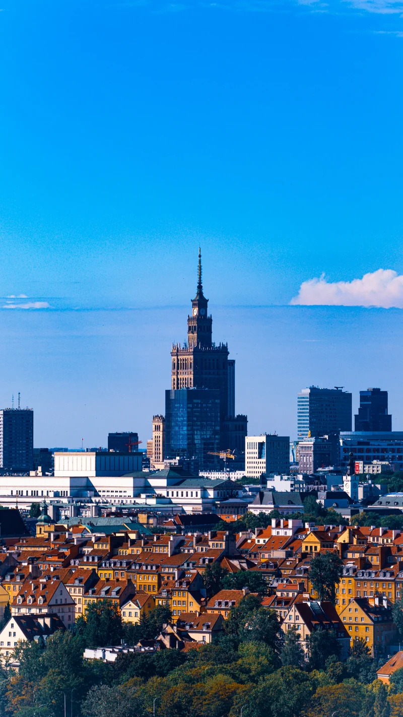 Stare Miasto i panorama Warszawy z Pałacem Kultury i Nauki